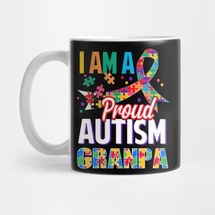 I Am A Proud Autism Grandpa Autism Awareness Ribbon Mug